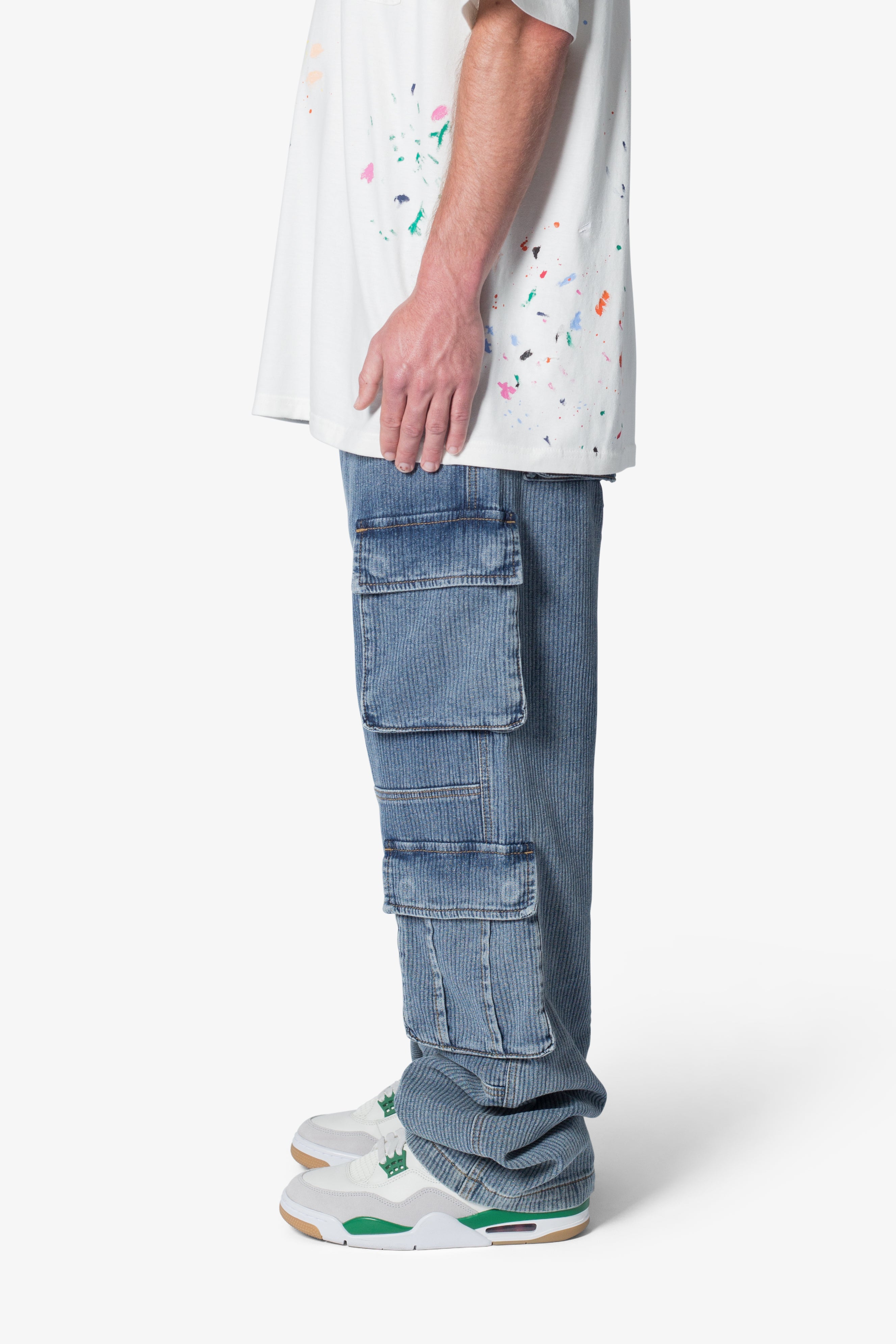 Ultra Baggy Stacked Cargo Pants - Vintage Blue