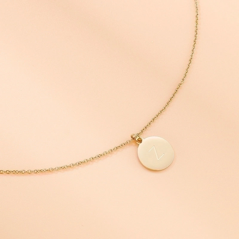 Titanium Steel 18K Gold Plated Minimalist Plating Letter Necklace