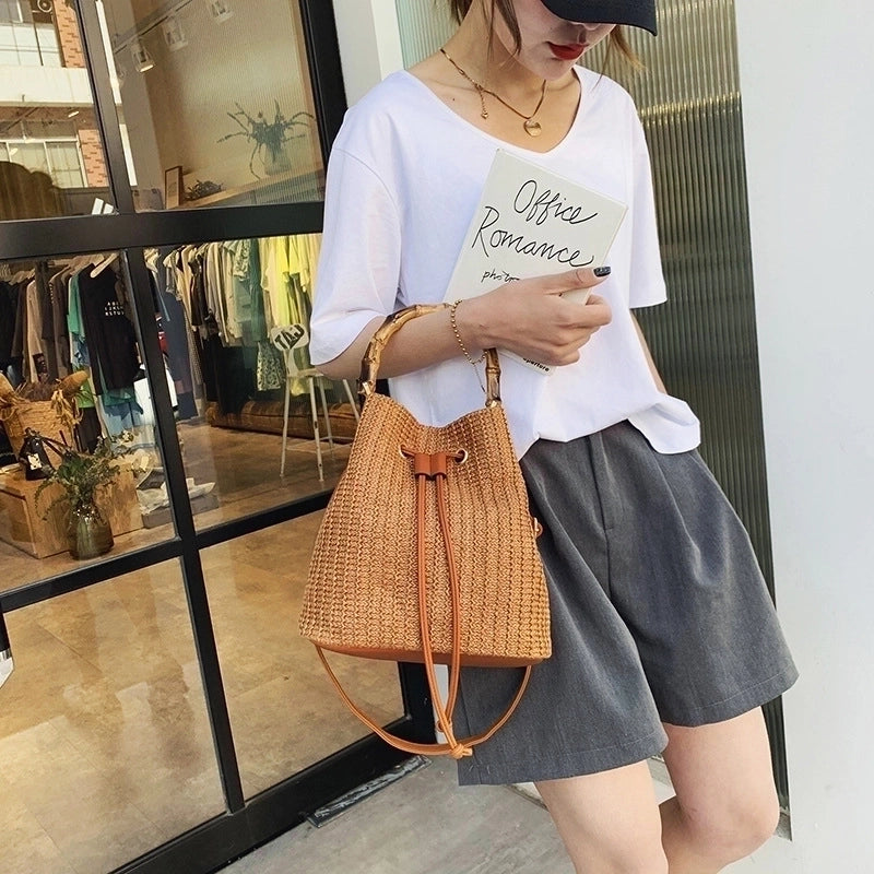 Women's Medium Spring&summer Straw Vacation Shoulder Bag Handbag Straw Bag