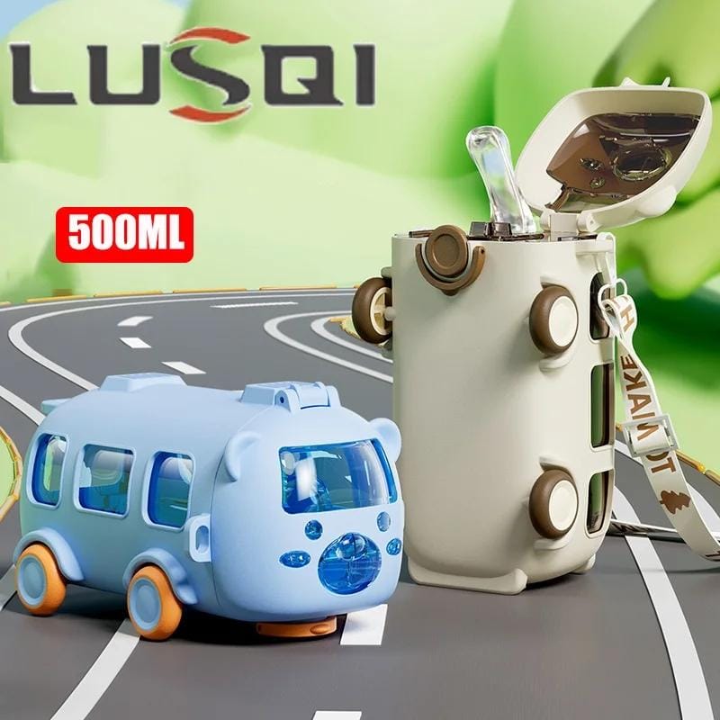 LUSQI KIDS BUS SHAPED DRINKING SIPPER BOTTLE 500ML