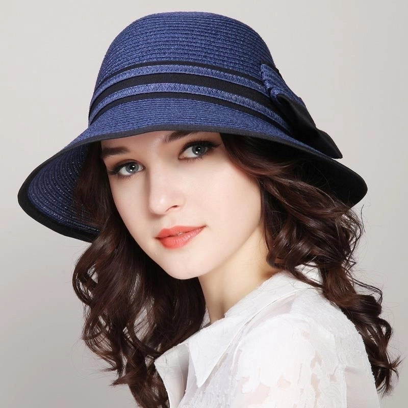 Women's Pastoral Minimalist Solid Color Bowknot Wide Eaves Baseball Cap