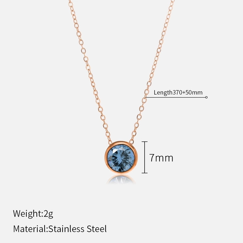 Minimalist Round 304 Stainless Steel Rhinestones Plating Stainless Steel Necklaces