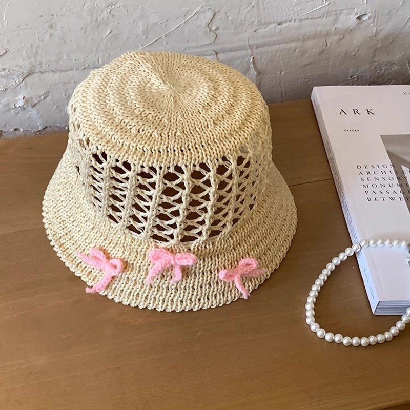 Women's Casual Bow Knot Wide Eaves Straw Hat