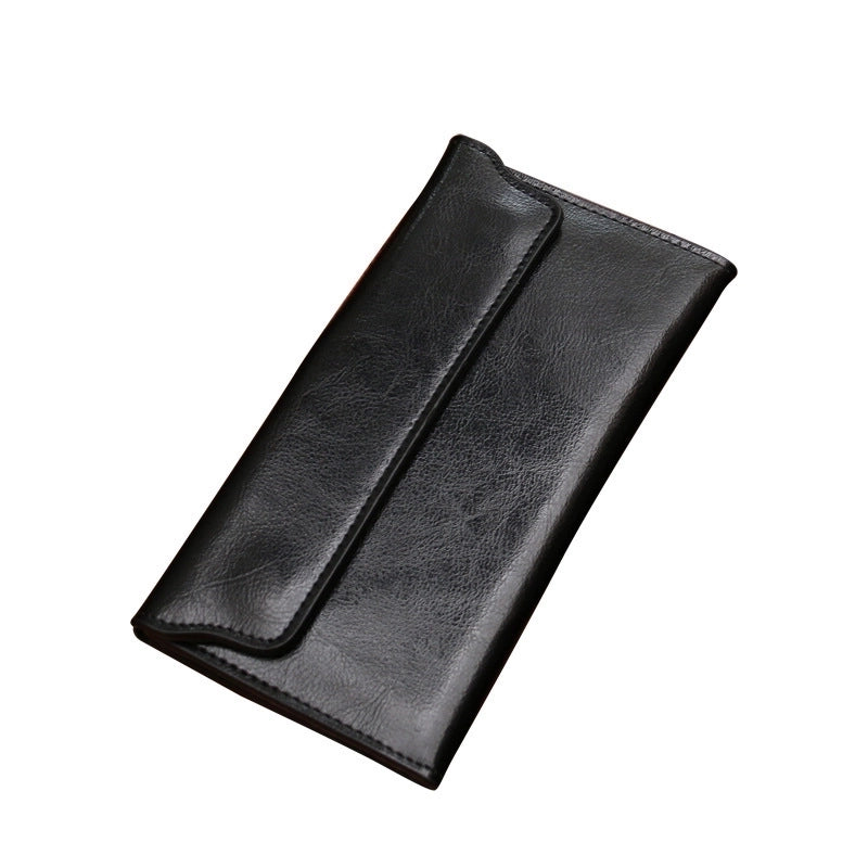 Women's Solid Color Leather Flip Cover Wallets