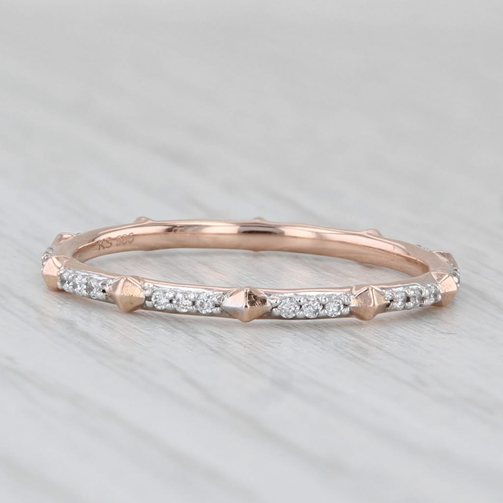 0.15ctw Diamond Wedding Ring 14k Rose Gold Stackable Eternity Band Size 7.25