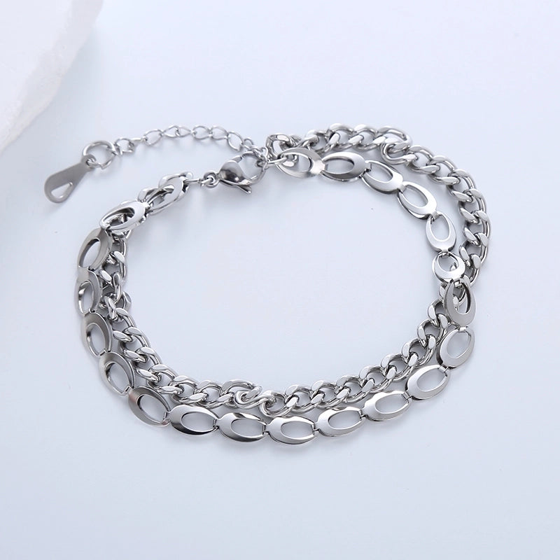Casual Minimalist Triangle Heart Shape 304 Stainless Steel 18K Gold Plated No Inlaid Bracelets In Bulk