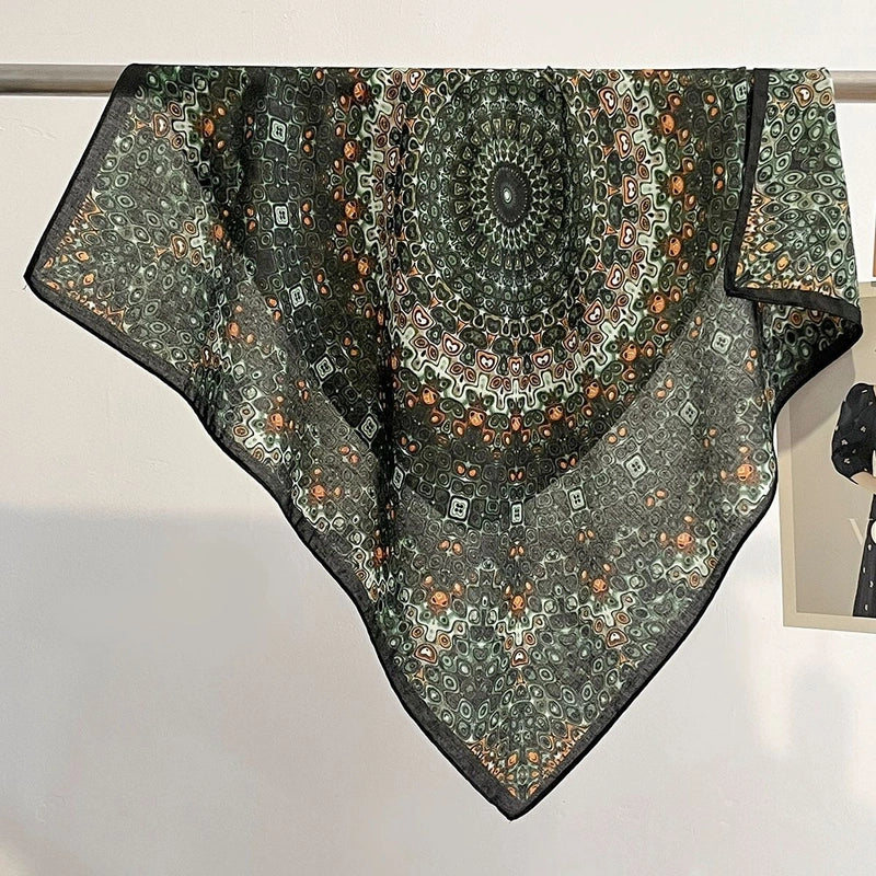 Women's Elegant Flower Polyester Silk Scarf