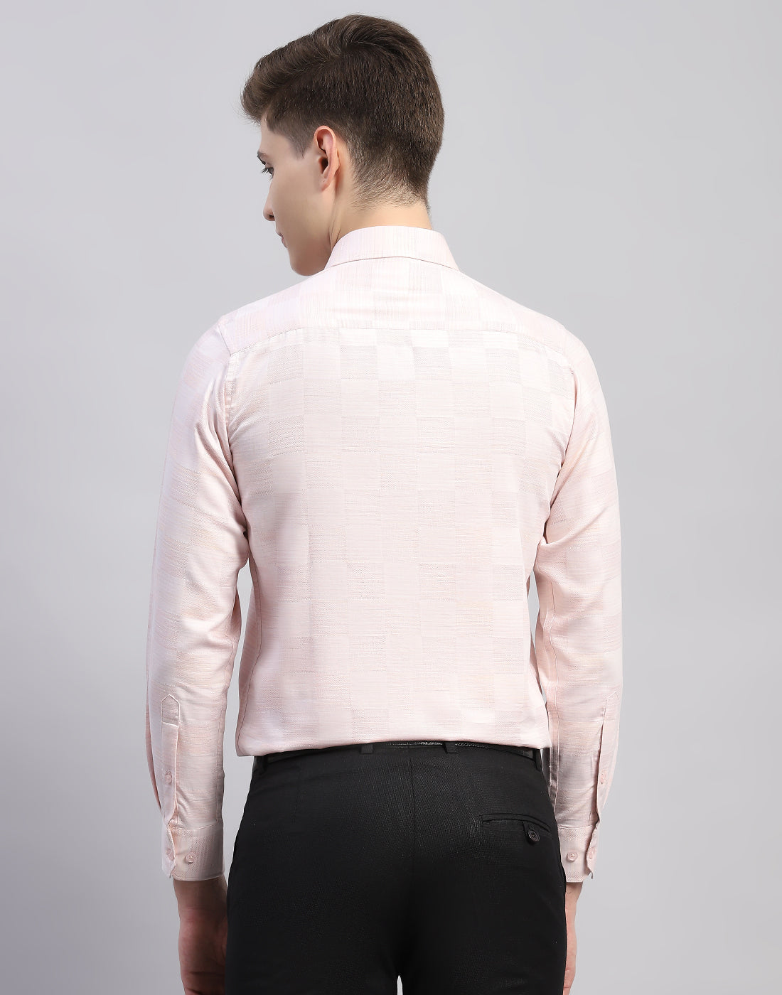 Men Pink Check Collar Full Sleeve Shirt