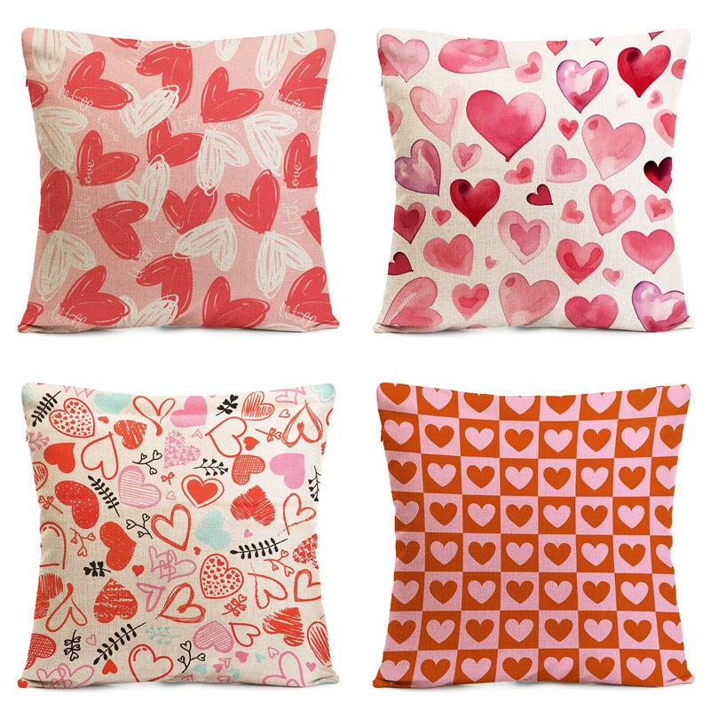 Valentine'S Day Elegant Lady Minimalist Heart Shape Linen Polyester Pillow Cases Couch & Sofa Decor