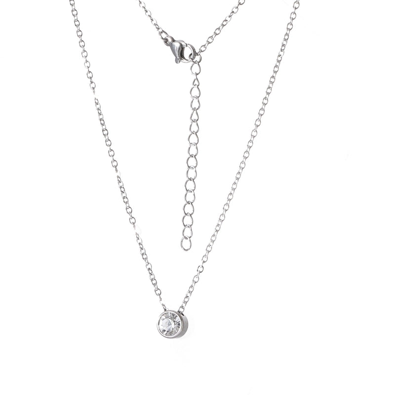 Stainless Steel 18K Gold Plated Rose Gold Plated IG Style Plating Inlay Round Birthstone Pendant Necklace