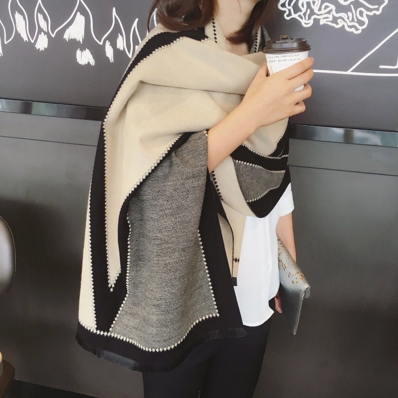 Scarf Women's Autumn And Winter Shawl Thickened Warm Neck Double-sided Extra Large Office Dual-use Long New