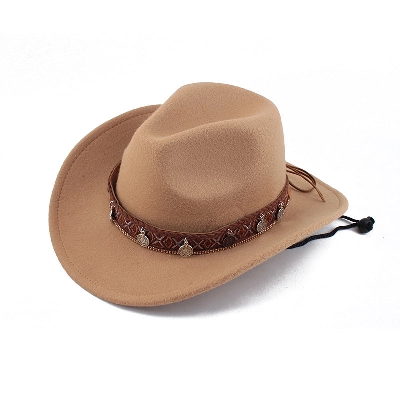 Ethnic Style Topper Hat Western Cowboy Hat Tibetan Tibetan Performance Hat Woolen Hat Central Retro Woolen Hat