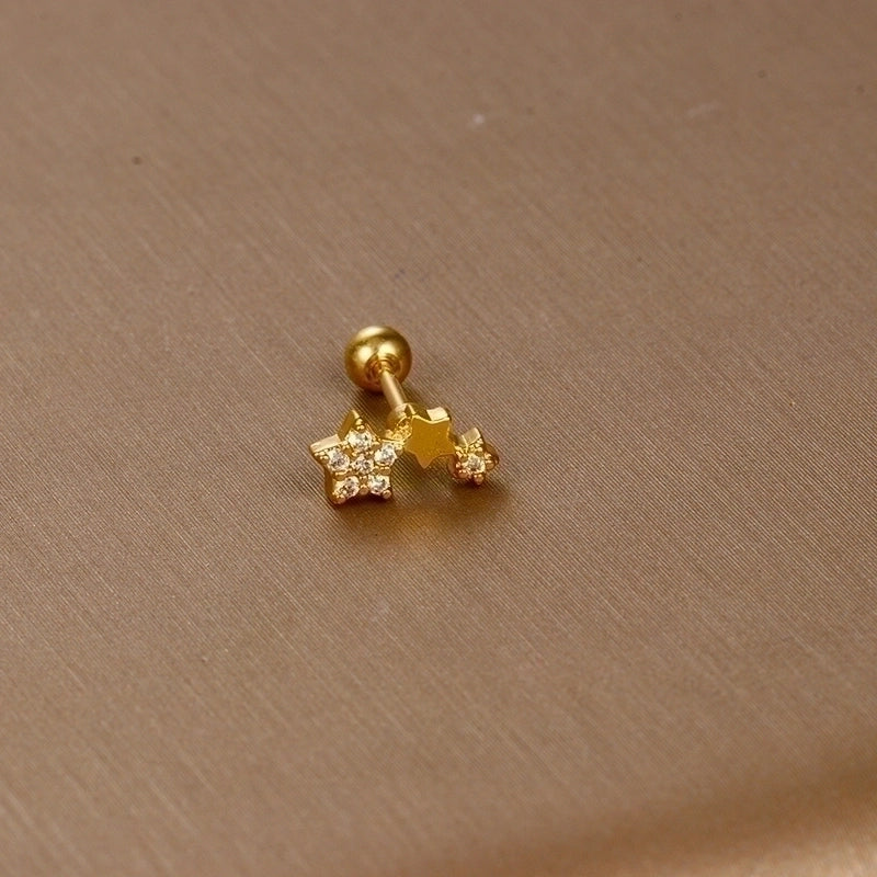 1 Piece Sweet Minimalist Flower Plating Inlay Titanium Steel Zircon Ear Studs