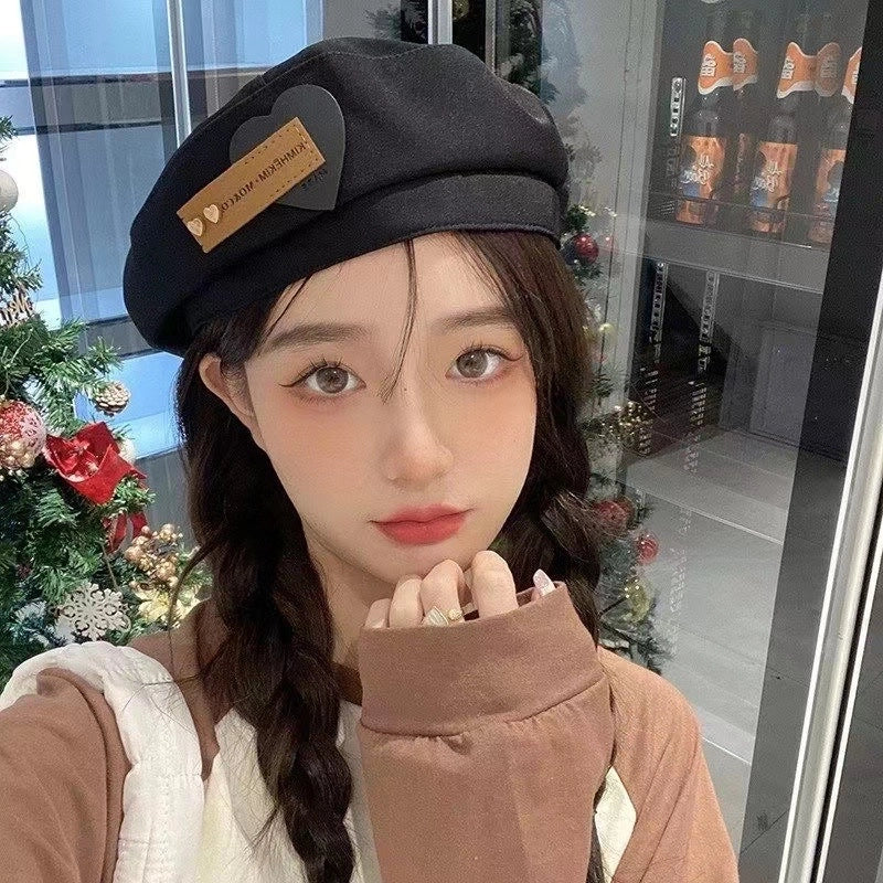 Love Beret Love 2025 Women Autumn And Winter New Woolen Hat Big Head Circumference Face Small