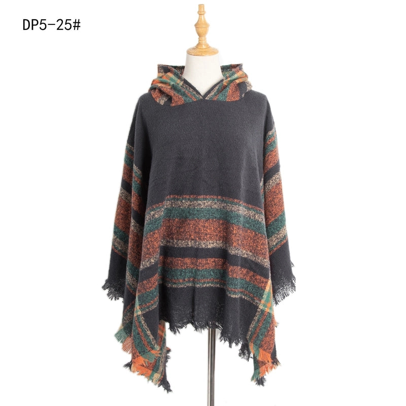 Women's Streetwear Plaid Polyester Tassel Shawl