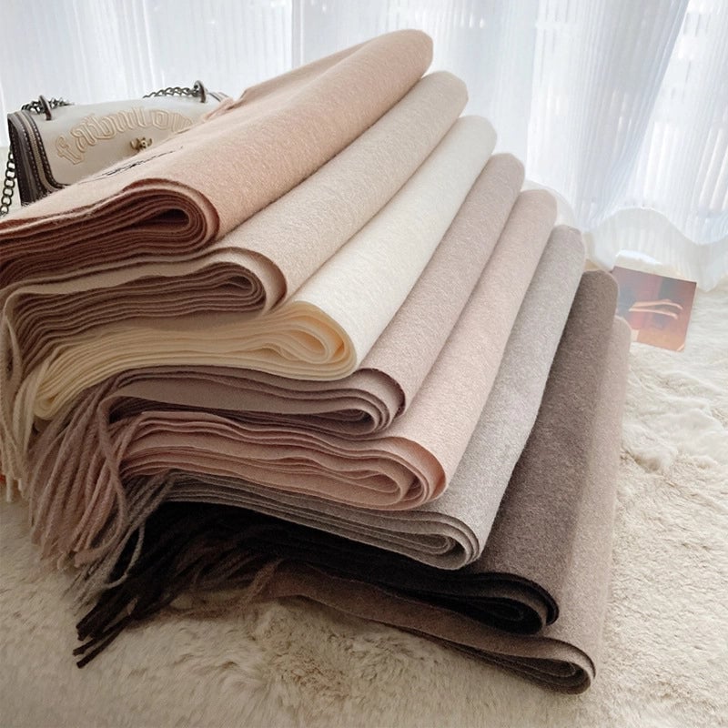 D Cashmere Scarf Solid Color Tassel Shawl Long Couple Warm Imitation Cashmere Scarf Shawl