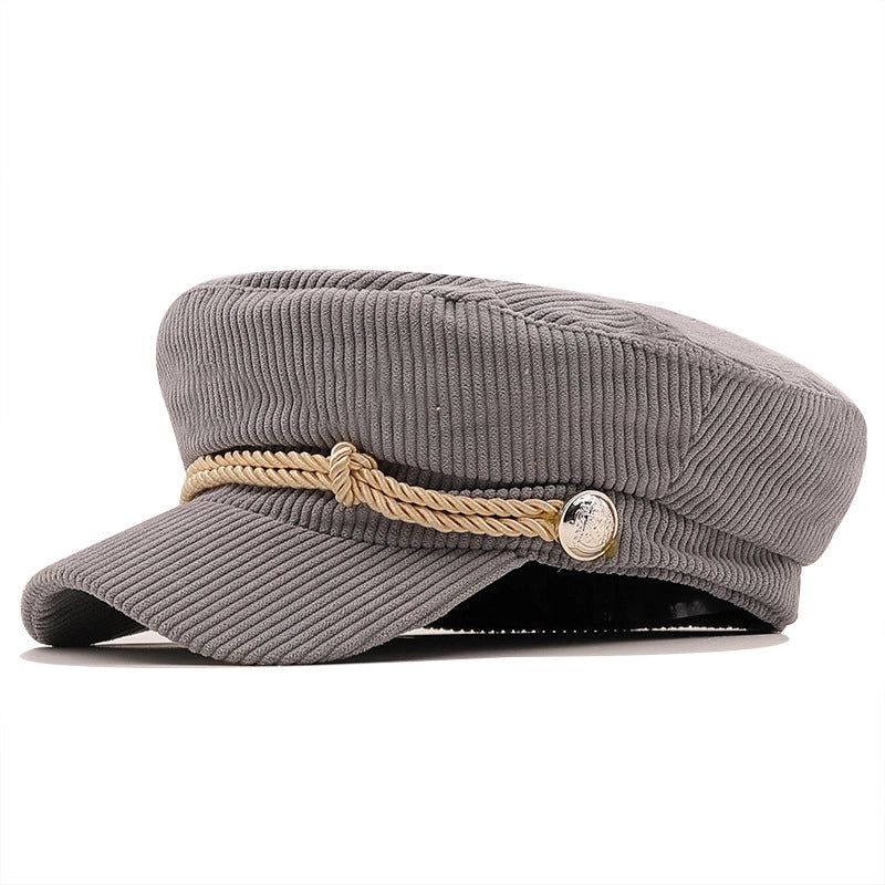 Autumn Solid Color Corduroy Octagonal Hat