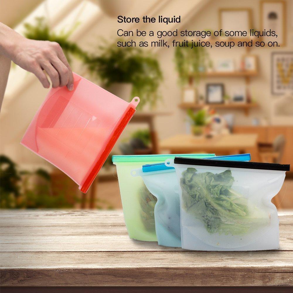 Silicone Food Storage Bags. 4 colors