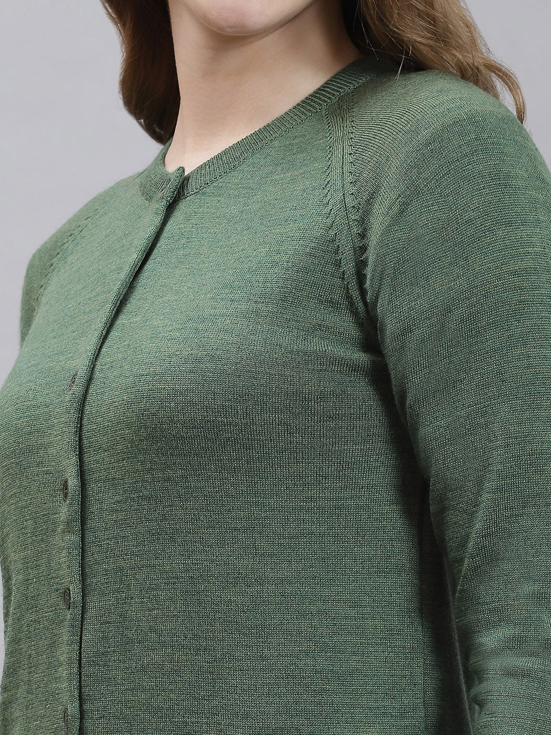 Women Green Solid Cardigan