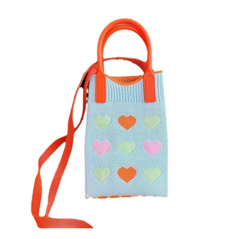 Cat-mounted Mobile Phone Bag Women's Crossbody Mini Bag Small Cute Lightweight Four Seasons Handbag Knitted Bag