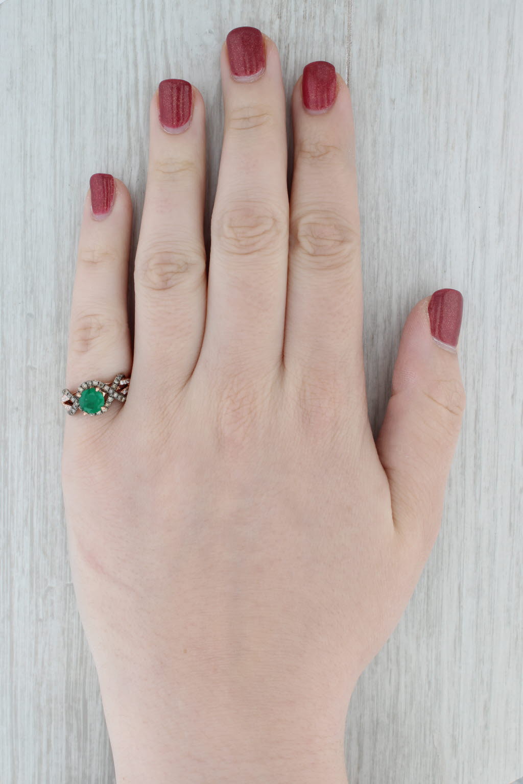 Le Vian Emerald Diamond Ring 14k Rose Gold Size 7 Engagement