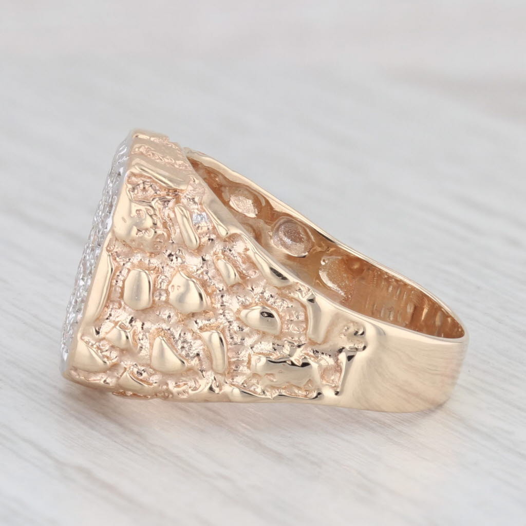 0.40ctw Diamond 14k Yellow Gold Nuggt Ring Size 7.25