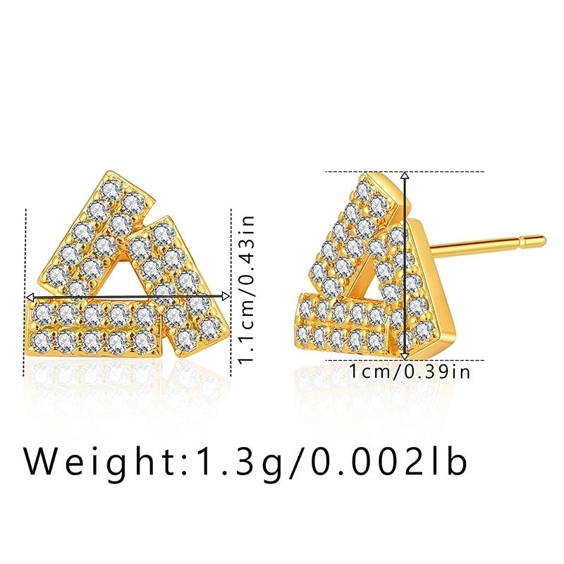 1 Pair Minimalist Geometric Inlay Copper Zircon 18K Gold Plated Ear Studs
