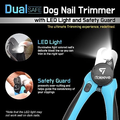 LED Dog Nail Clipper with Light. Illuminates Nails or Bloodline for Safe and Easy Trimmers. Extra Sharp for Thick nails. Quick Sensor. Avoid Over Cutting Toenail. for Cats & Dogs