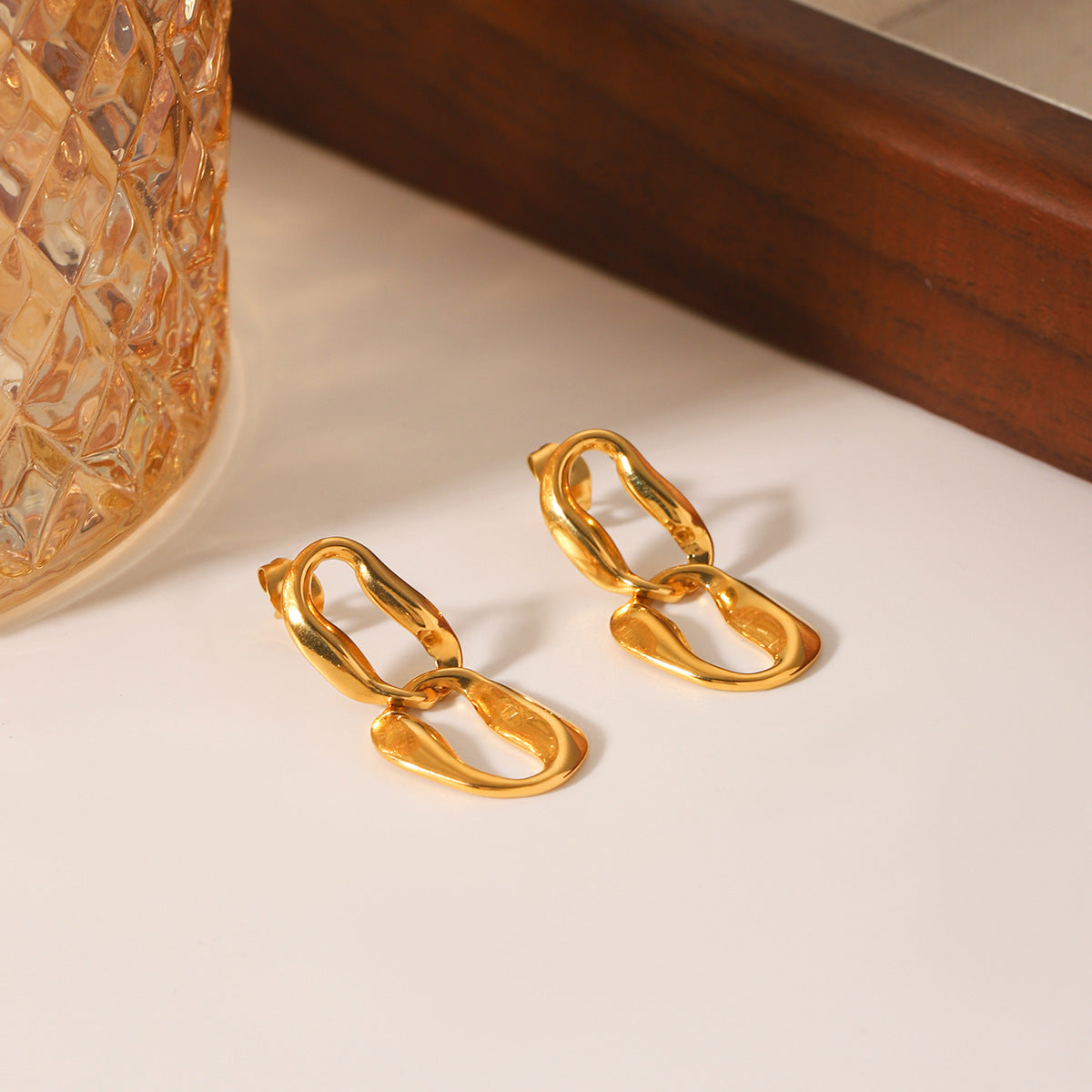 Cold Style Irregular Stainless Steel Chain Earrings For Women Niche Titanium Steel Earrings