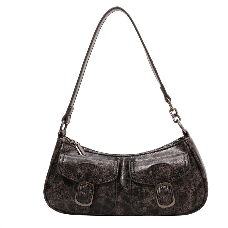 Sweet Cool Motorcycle Bag For Women New Niche Fashion Shoulder Underarm Bag Small Red Book Women's Bag