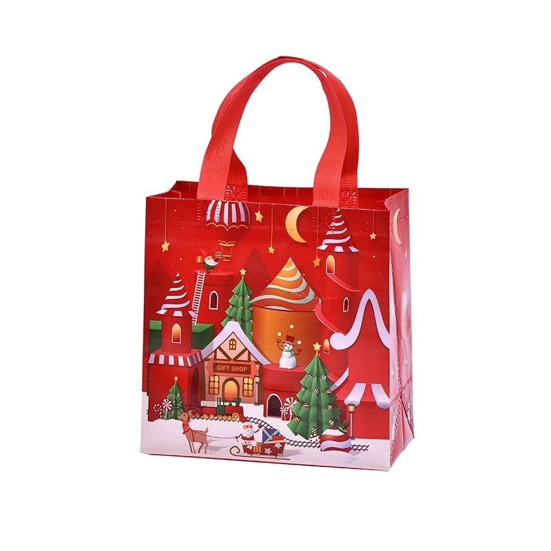 Hot Sale Christmas Non Woven Bag Christmas Cottage Tote Shopping Gifts Student Supplies Storage Bag