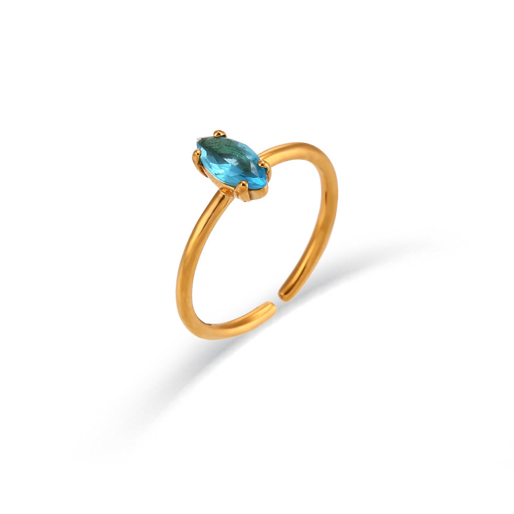 Minimalist Fashion Ellipse Geometric Stainless Steel 18K Gold Plated Rings