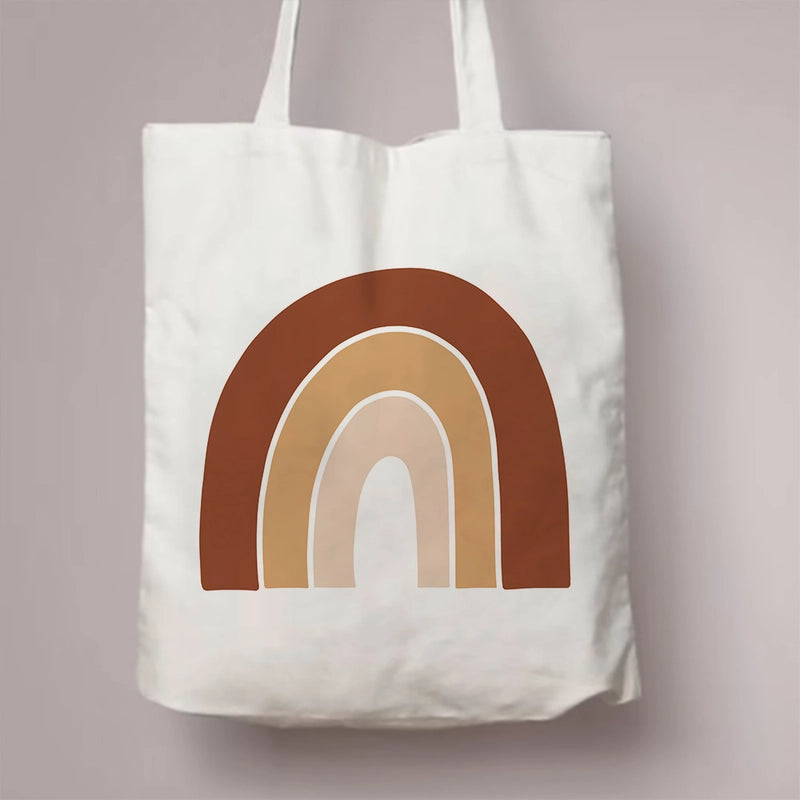 Women's Canvas Rainbow Red Heart Cute Square Open Canvas Bag