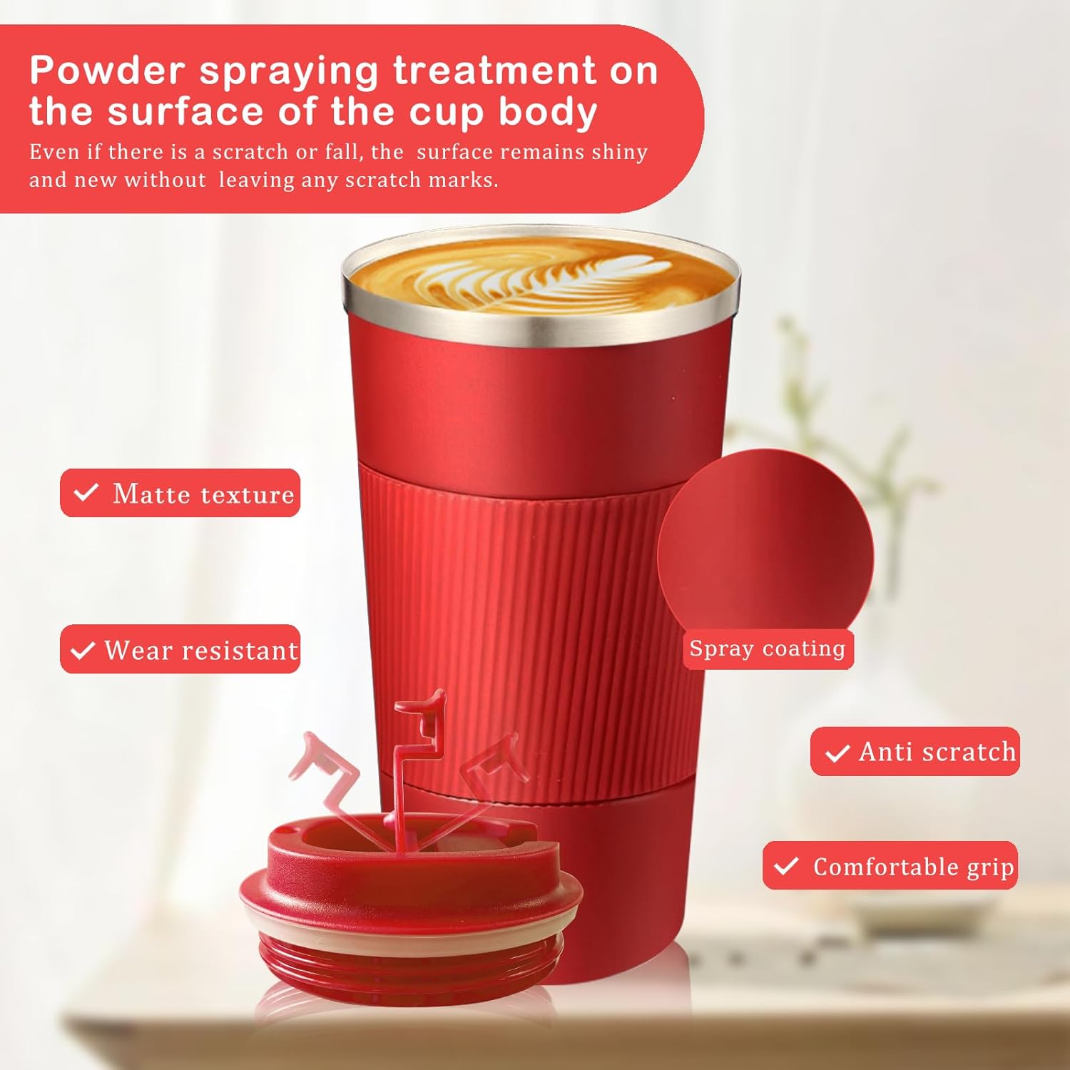 Senshuomy Travel Mug, Insulated Coffee Cup with Leakproof Lid, Reusable Coffee Cups Travel Cup, Stainless Steel thermaol Mug for Hot Cold Drinks (Green 380ml)