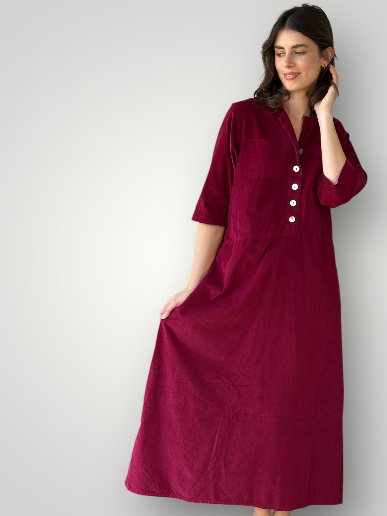bridget dress - merlot cord
