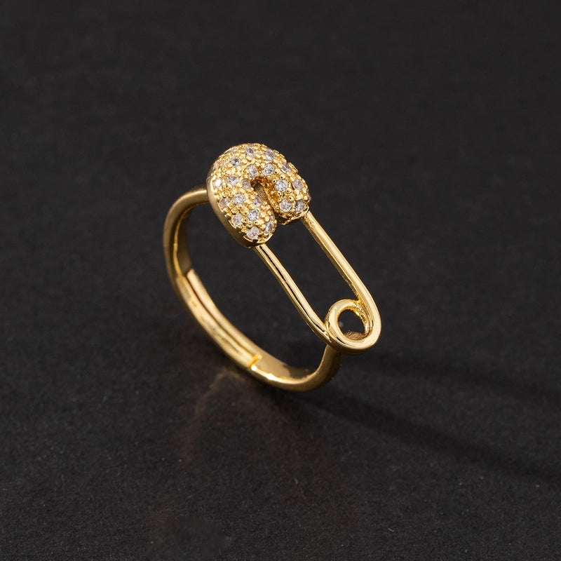 1 Piece Fashion Letter Heart Shape Cat Copper Inlaid Zircon Artificial Pearls Open Ring