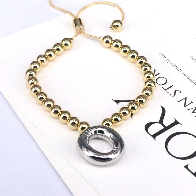 Copper Gold Plated Vintage Style Minimalist Plating Letter Bracelets