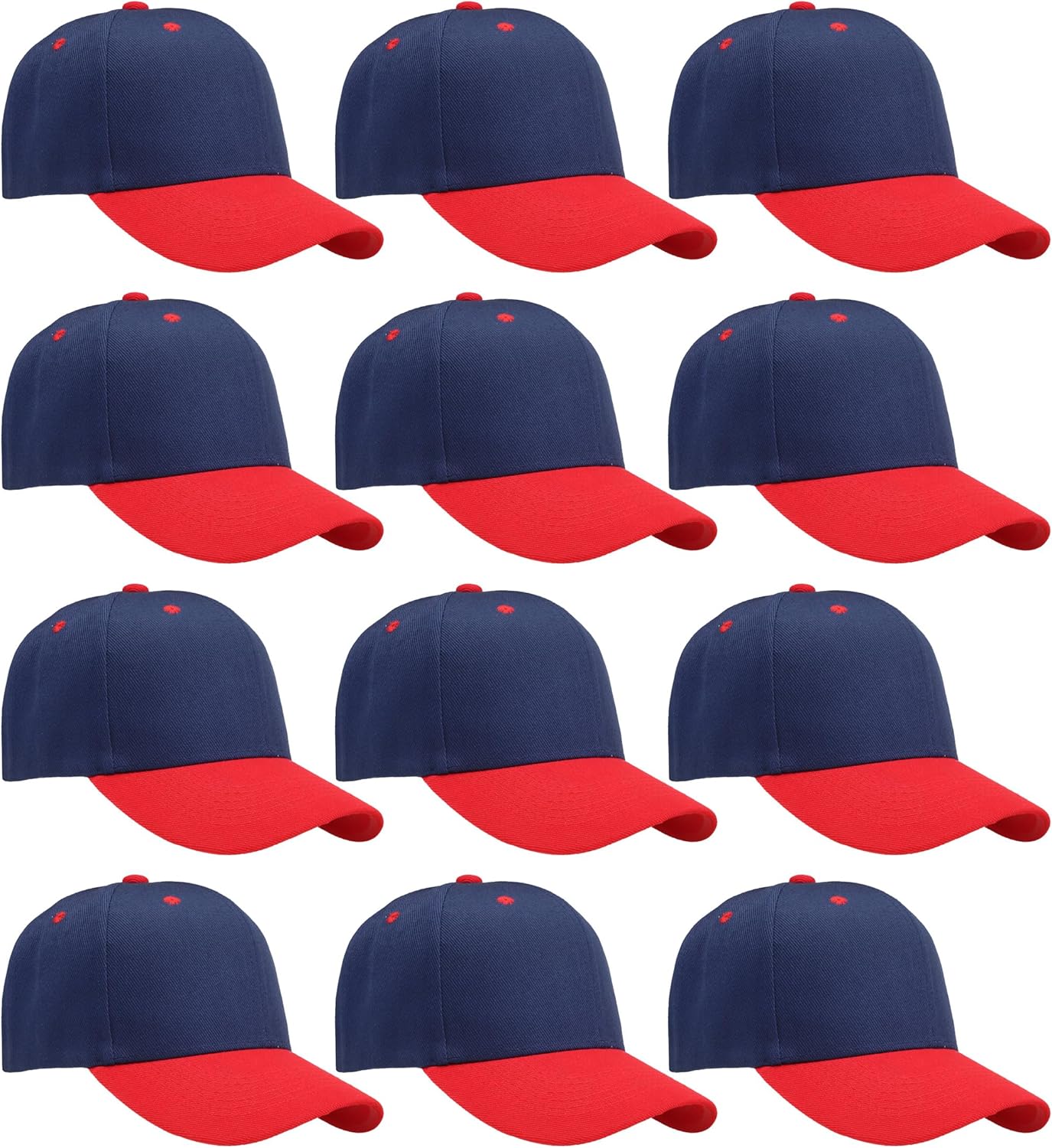 Falari Wholesale Bulk Lot 12-Pack Baseball Cap Adjustable Size Plain Blank Solid Color