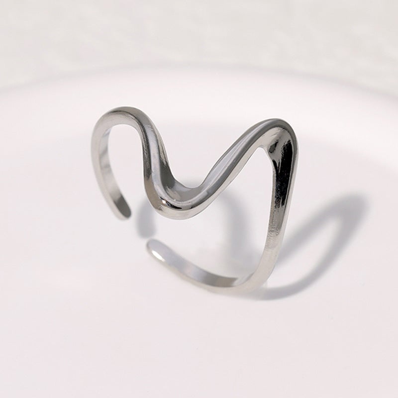 Open Ring Minimalist Stripe Geometric Stainless Steel Electroplating Rings