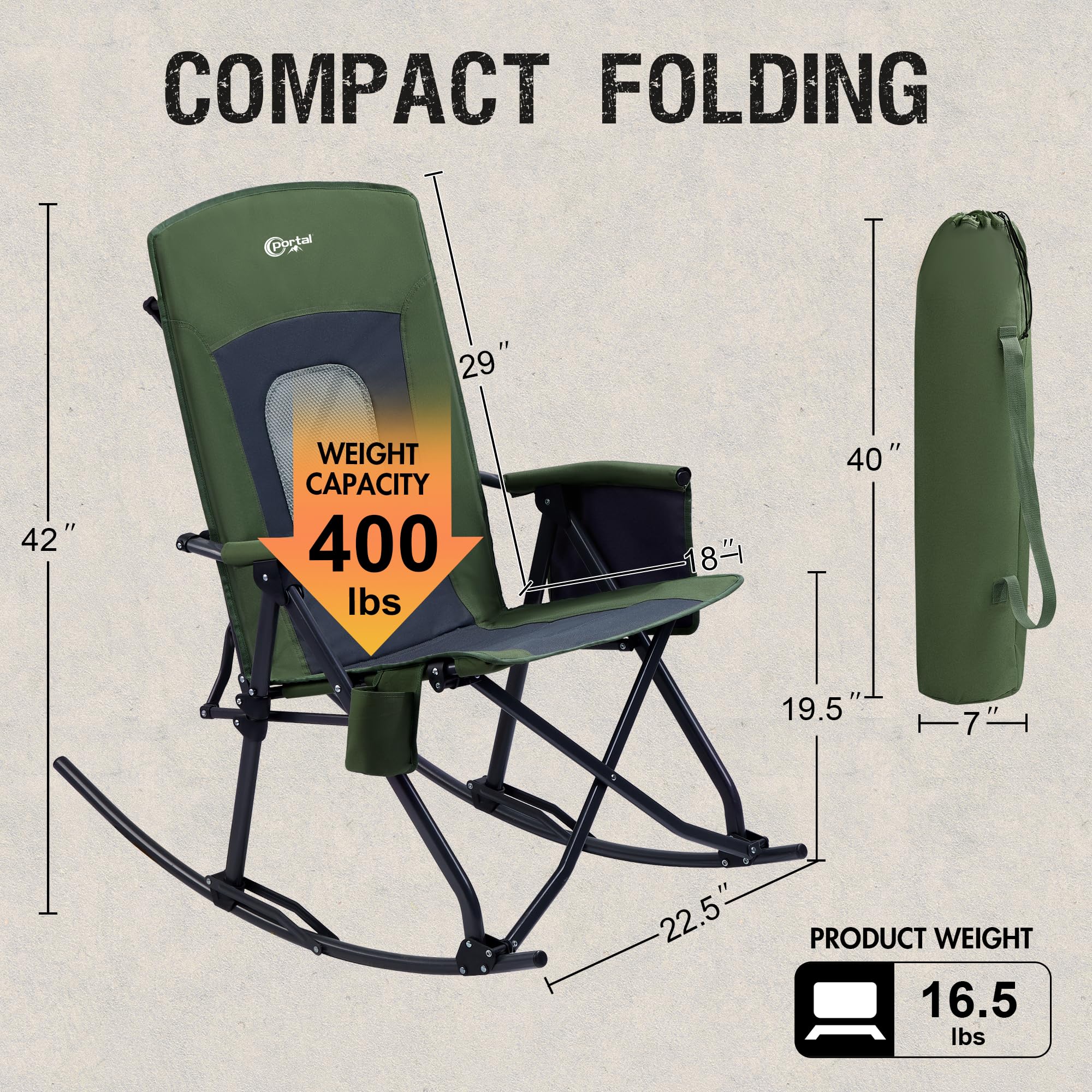 💥 Last Day Buy 2 Get 2 Free💥Extra large folding outdoor rocking chair, supports 400 lbs