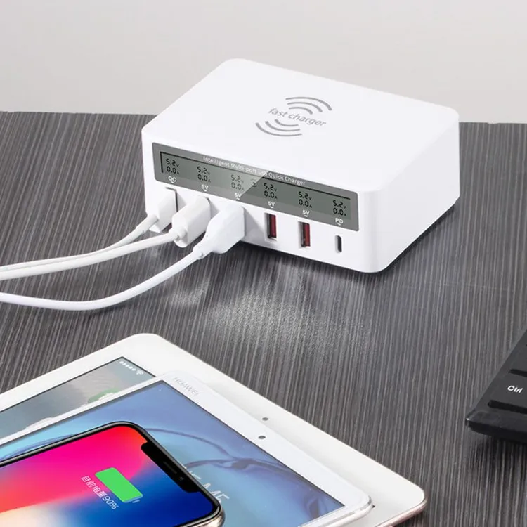 Charging at Low Temperature 100W Mobile Phone USB Power Adapter Wireless Multi Fast Charger Station