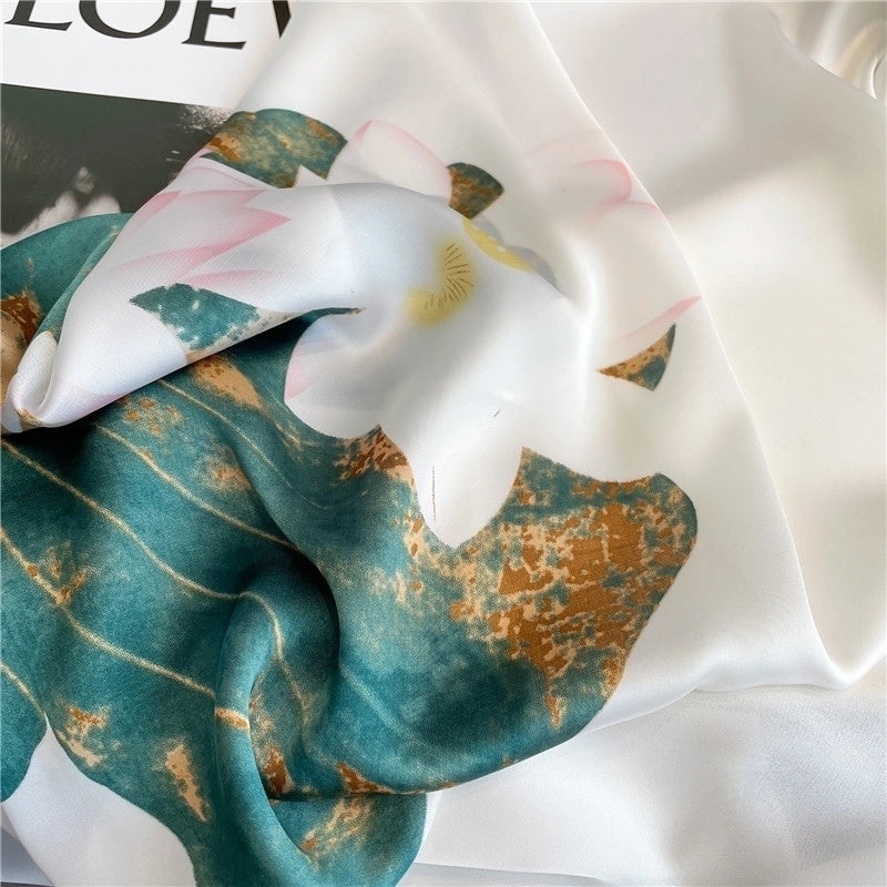 Ink Lotus Silk Scarf Multi-function Sunscreen Scarf
