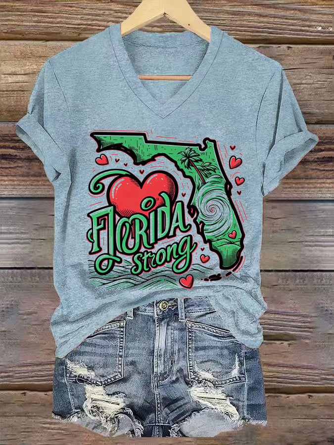 Women's Florida Strong Printed V-Neck T-Shirt