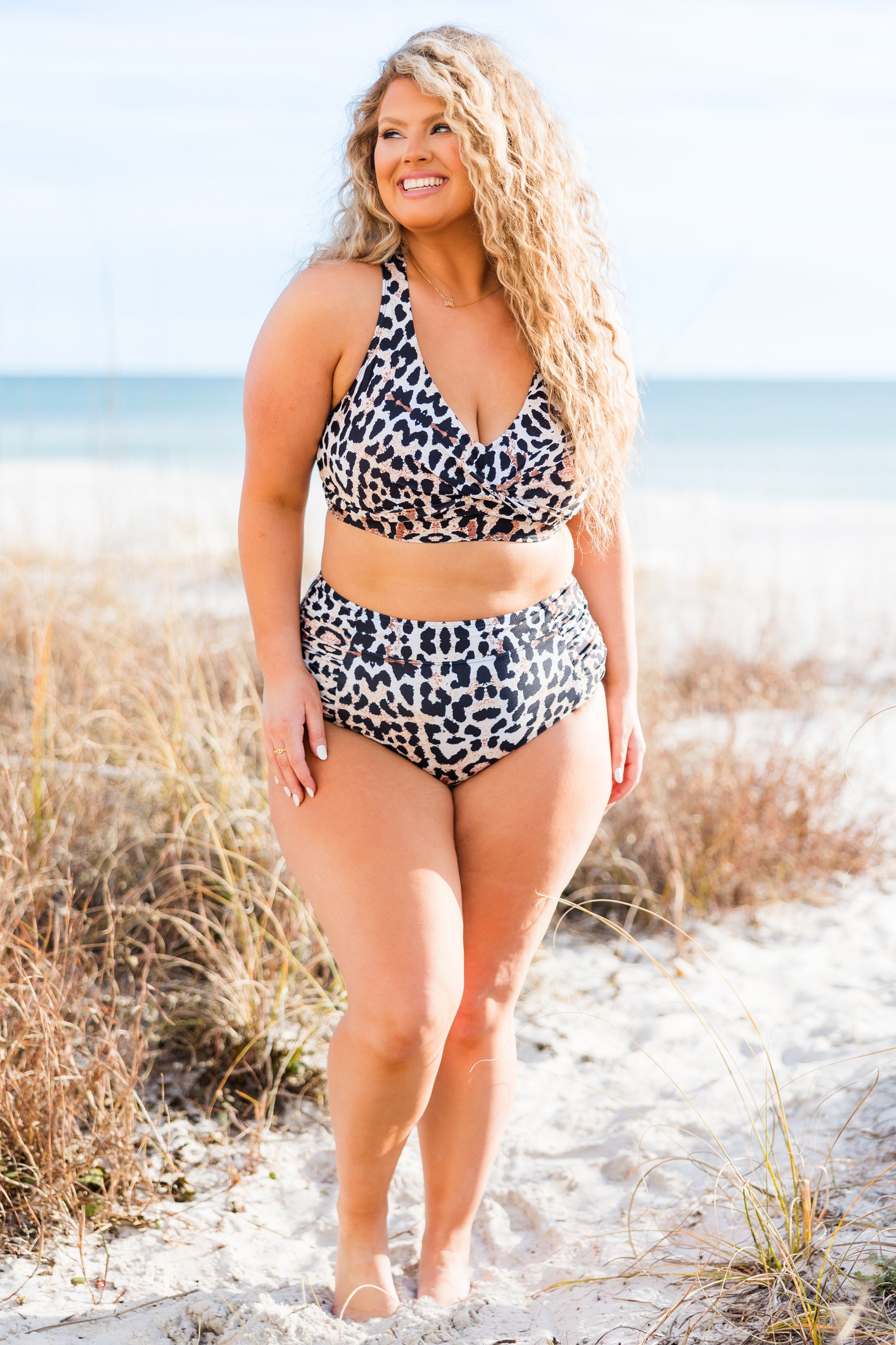 Oceans Of Love Swim Top. Leopard