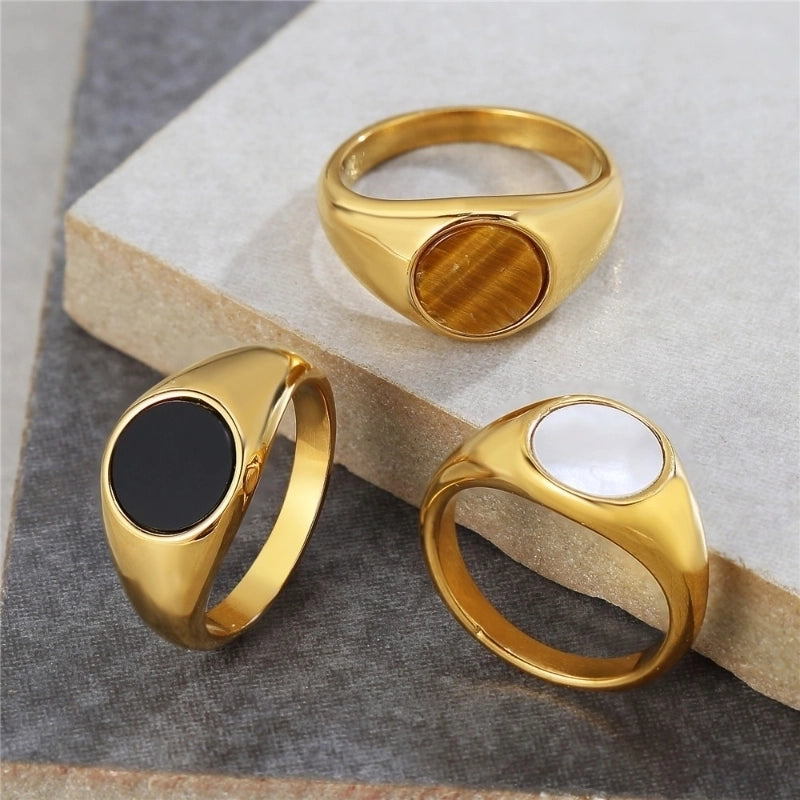 Retro Round Titanium Steel Rings