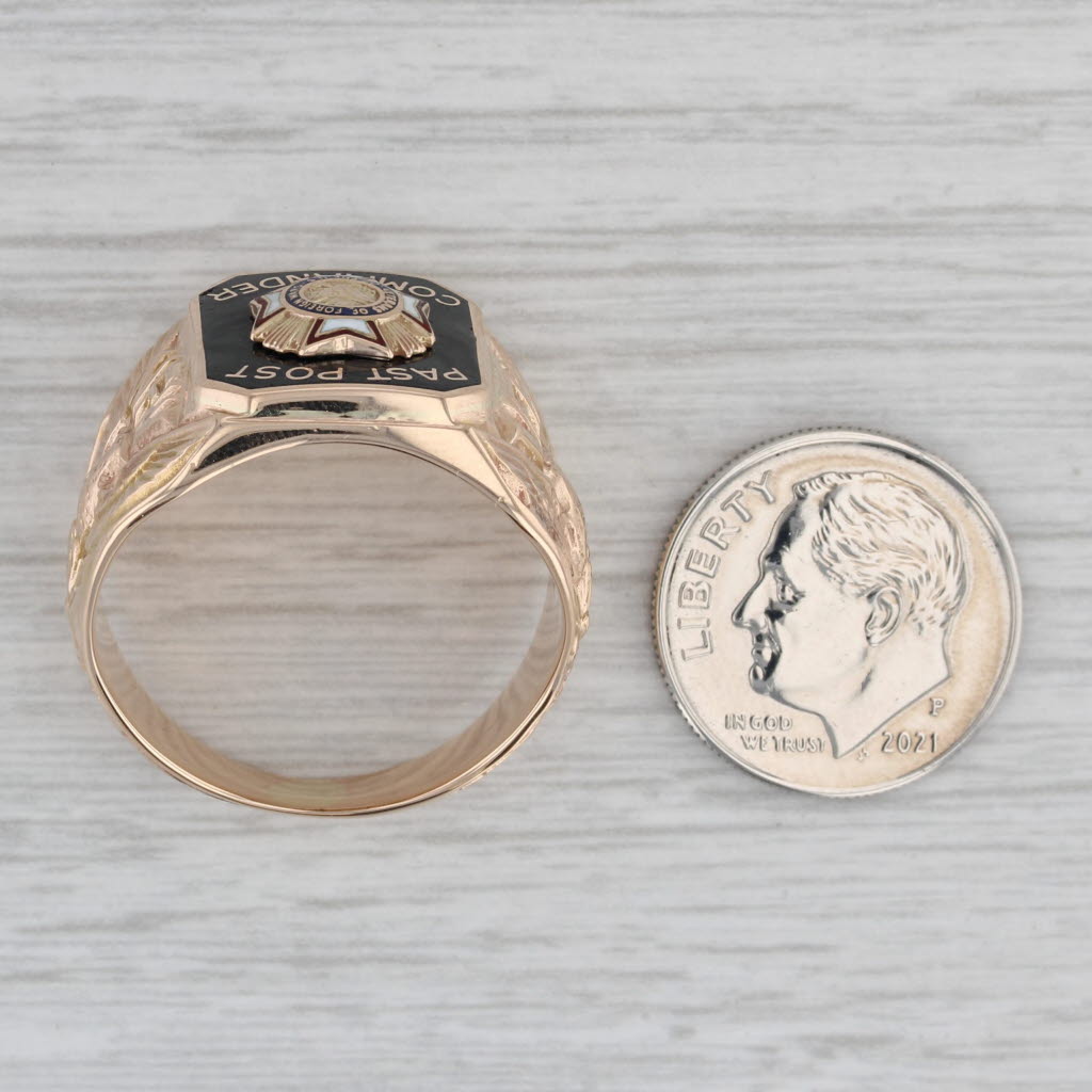 VFW Past Post Commander Cross Signet Ring 10k Gold Veterans Foreign Wars