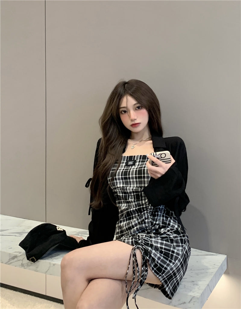 Fashion plaid dress KF82111