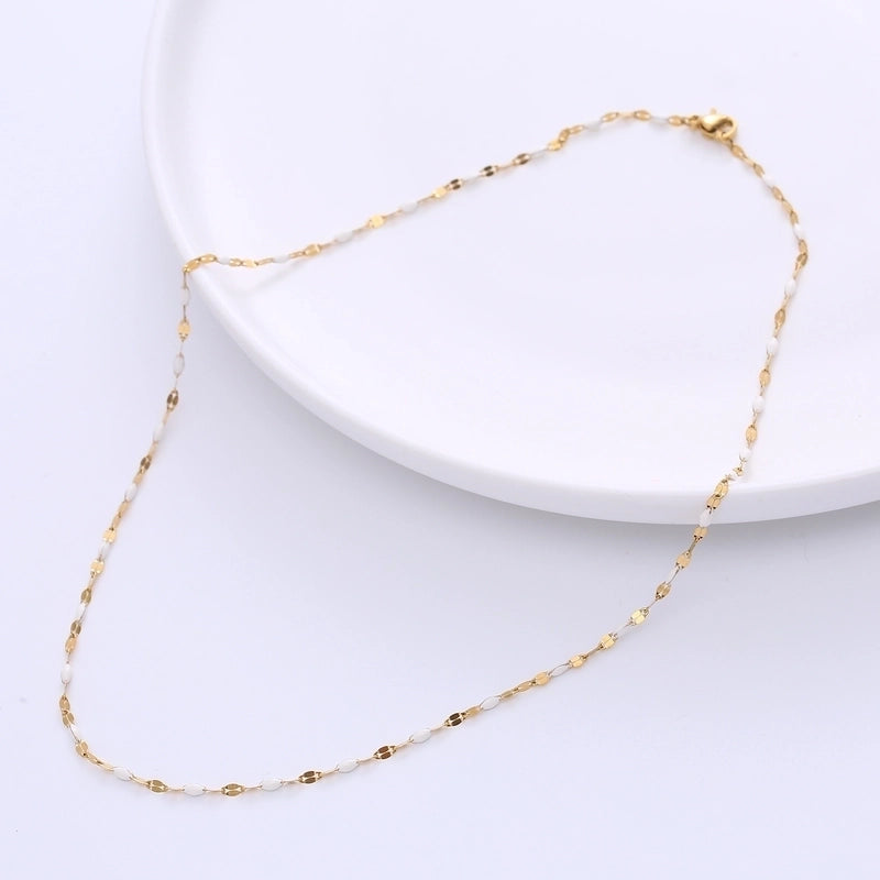 Minimalist Geometric 304 Stainless Steel Epoxy 18K Gold Plated Epoxy Chain Necklace