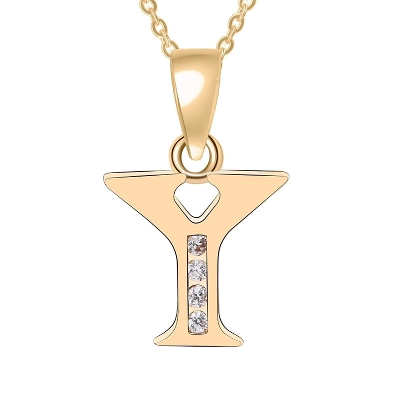 Minimalist Letter Copper Plating Inlay Zircon Pendant Necklace