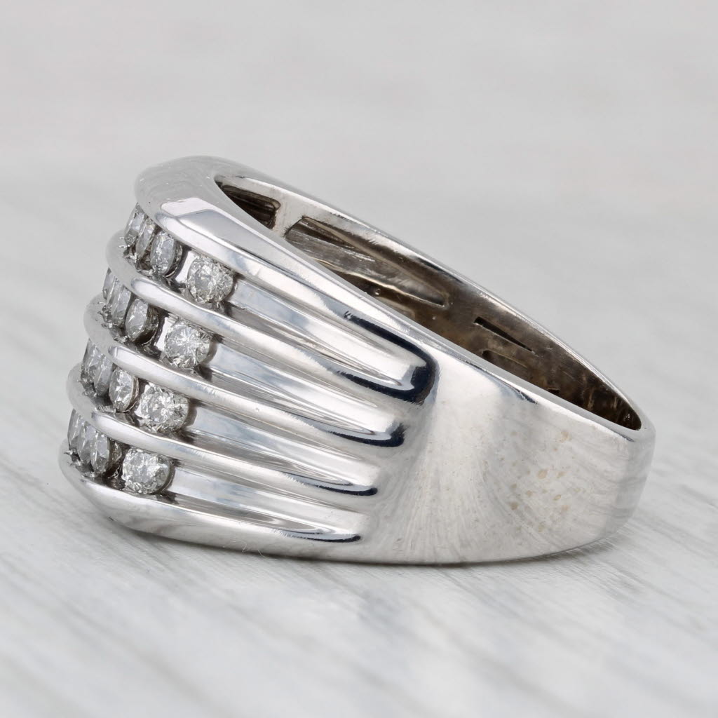 1.15ctw Diamond Ring 10k White Gold Channel Set Rows Size 10.5